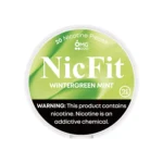 NicFit Wintergreen Mint nicotine pouches can, containing 20 tobacco-free nicotine pieces with refreshing mint flavor
